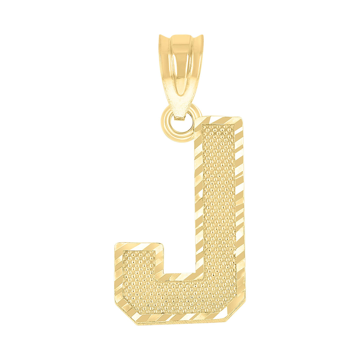 10kt Yellow Gold Unisex Textured Initial Letter J Charm Pendant