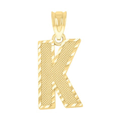 10kt Yellow Gold Unisex Textured Initial Letter K Charm Pendant