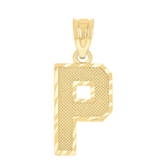10kt Yellow Gold Unisex Textured Initial Letter P Charm Pendant