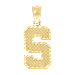 10kt Yellow Gold Unisex Textured Initial Letter S Charm Pendant