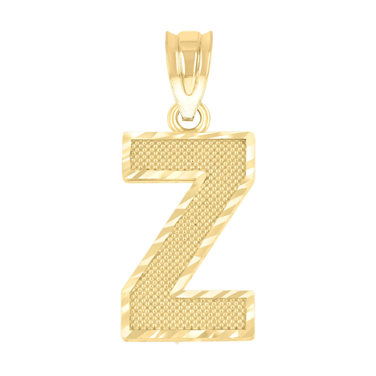 10kt Yellow Gold Unisex Textured Initial Letter Z Charm Pendant