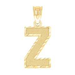 10kt Yellow Gold Unisex Textured Initial Letter Z Charm Pendant