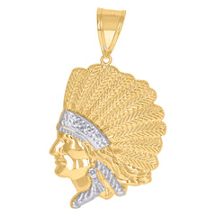 10kt Two-Tone Gold Native American Diamond-Cut Mens Charm Pendant