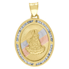 10kt Two-Tone Gold Womens Heart Flower Initial Letter D Charm Pendant