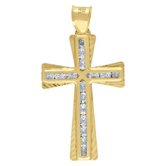 10kt Yellow Gold Unisex Cubic-Zirconia Religious Cross Charm Pendant