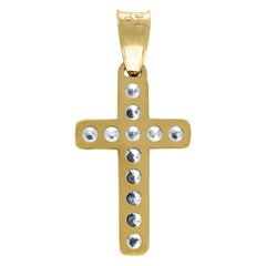 14kt Yellow Gold Unisex Cubic-Zirconia Cross Religious Charm Pendant