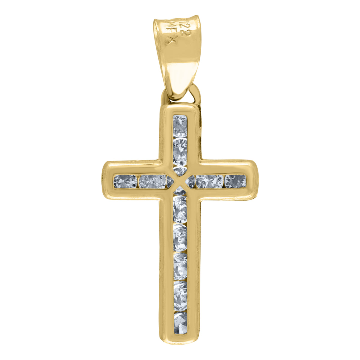14kt Yellow Gold Unisex Cubic-Zirconia Cross Religious Charm Pendant