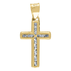 14kt Yellow Gold Unisex Cubic-Zirconia Cross Religious Charm Pendant