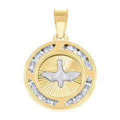 14Kt Yellow Gold Unisex Cz Dove Peace Symbol Charm Pendant