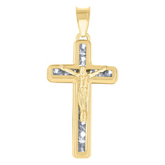 14Kt Yellow Gold Unisex Cz Crucifix Cross Religious Charm Pendant