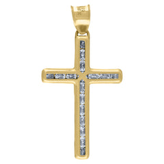 14Kt Yellow Gold Unisex Cz Latin Cross Religious Charm Pendant