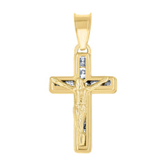 14Kt Yellow Gold Unisex Cz Crucifix Cross Religious Charm Pendant