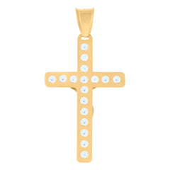14Kt Yellow Gold Unisex Cz Crucifix Cross Religious Charm Pendant