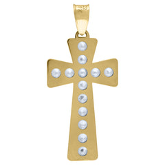 14Kt Yellow Gold Unisex Cz Cross Religious Charm Pendant