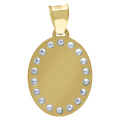 14Kt Yellow Gold Unisex Cz Textured Lady Of Guadalupe Religious Oval Charm Pendant