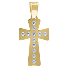 14Kt Yellow Gold Unisex Cz Diamond-Cut Cross Religious Charm Pendant