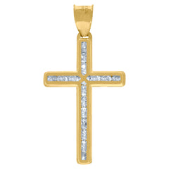 10kt Two-Tone Gold Unisex Diamond-Cut Crucifix Anchor Cross Religious Charm Pendant