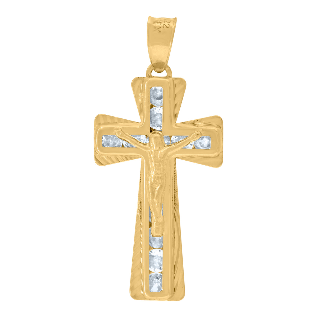 14Kt Yellow Gold Womens Cubic Zirconia Crucifix Cross Religious Charm Pendant