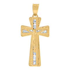 14Kt Yellow Gold Womens Cubic Zirconia Crucifix Cross Religious Charm Pendant