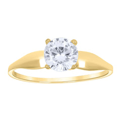 14Kt Two-Tone Gold Womens Cubic Zirconia Polished Finish Engagement Ring