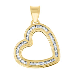 14Kt Yellow Gold Womens Cubic Zirconia Open Heart Love Charm Pendant