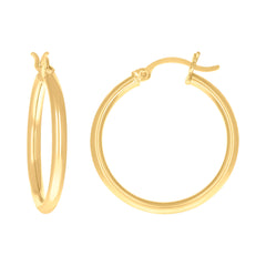 14Kt Yellow Gold Womens Plain Round Tube Hoop Earrings 2mm-22