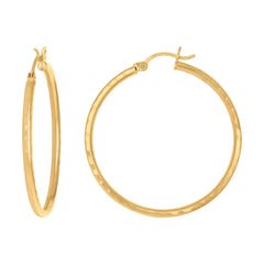 14Kt Yellow Gold Womens Diamond-cut Round Tube Hoop Earrings 2mm-38