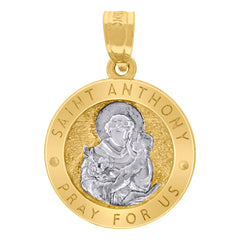 10kt Two-Tone Gold Unisex Textured Saint Anthony Pray For Us Religious Charm Pendant