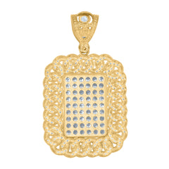 10kt Yellow Gold Diamond-Cut Mens Lady Liberty Octagon Medallion Charm Pendant