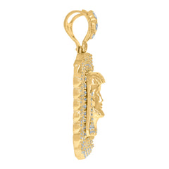 10kt Yellow Gold Diamond-Cut Mens Lady Liberty Octagon Medallion Charm Pendant
