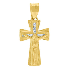 10kt Two-tone Gold Womens Cubic-Zirconia Heart Charm Pendant