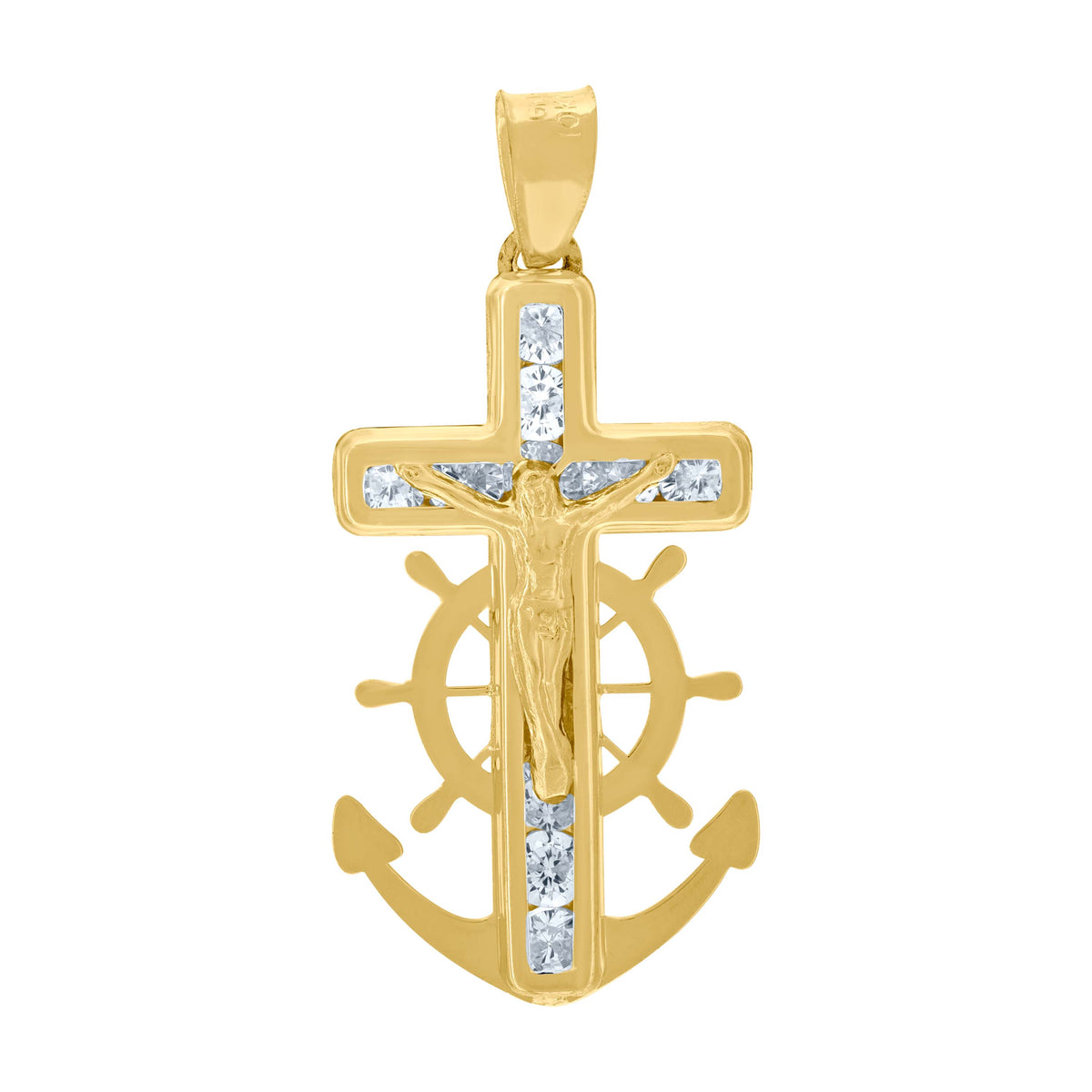 10kt Two-Tone Gold Mens Women Textured Religious Charm Pendant