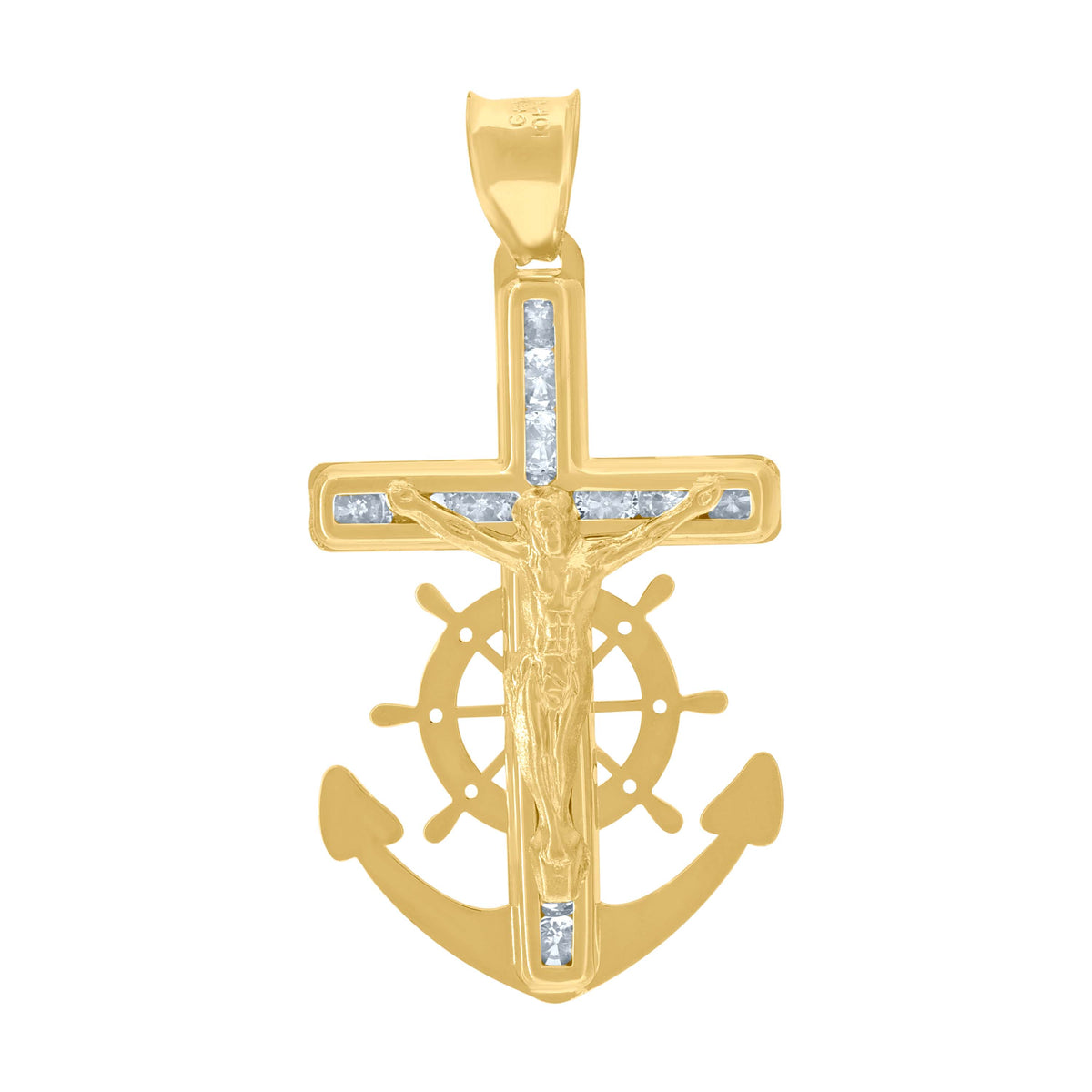10kt Two-Tone Gold Native American Diamond-Cut Mens Charm Pendant