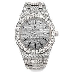Audemars Piguet Royal Oak Stainless Steel 25CTW Natural Diamond Bussdown ICED OUT Mens Watch