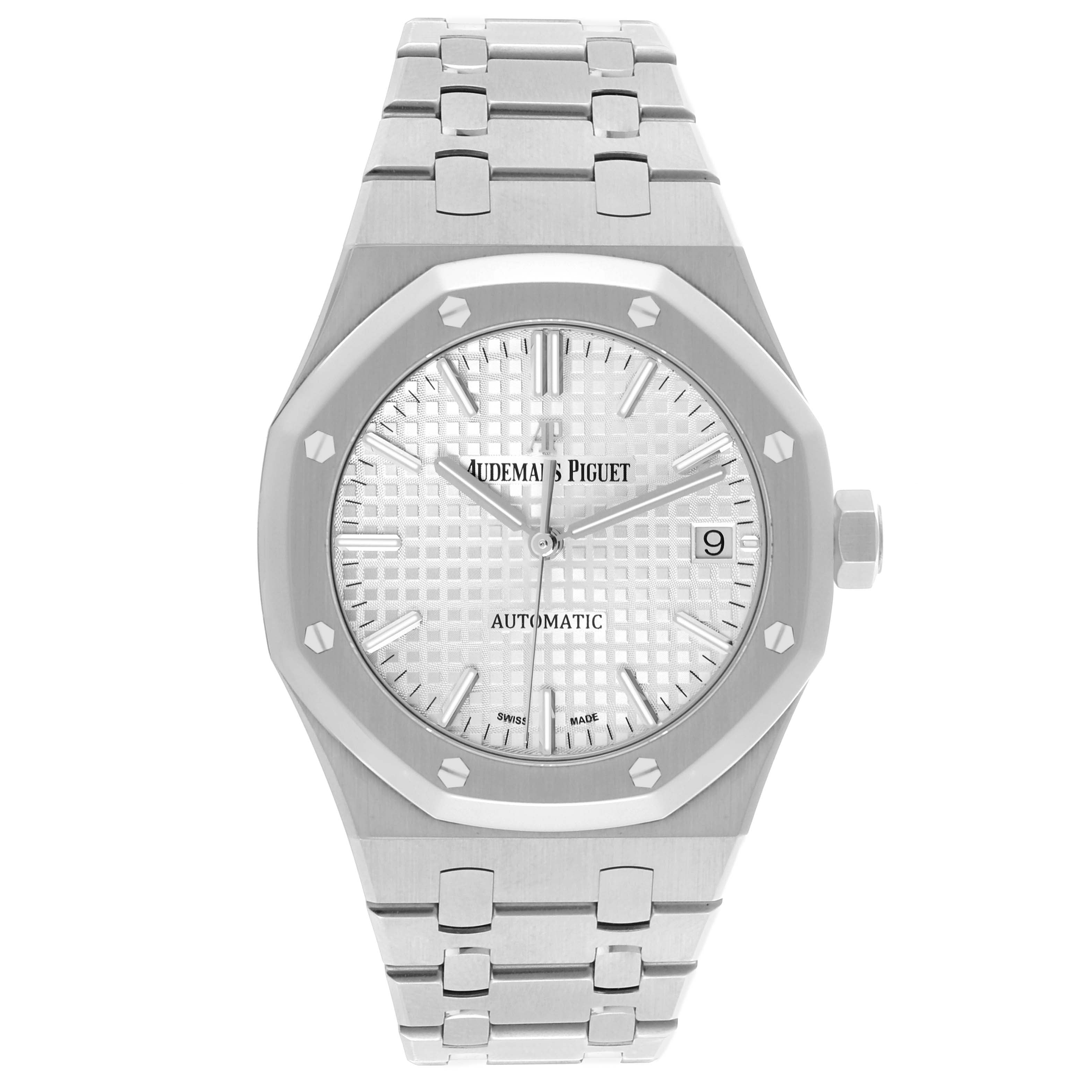 Audemars Piguet 37mm Royal Oak Silver Dial Steel Watch 15450ST