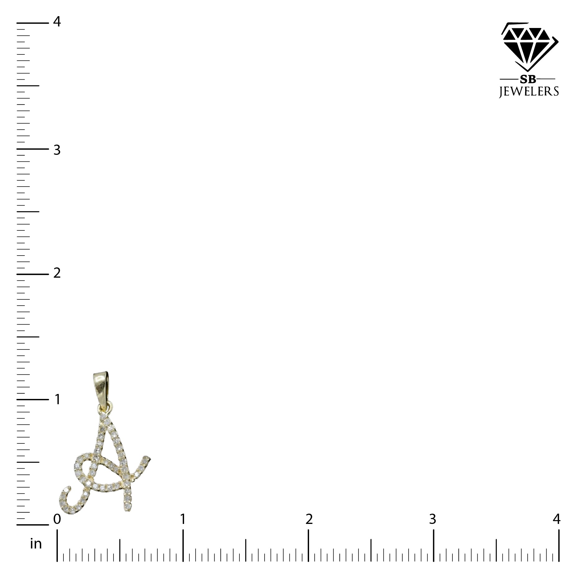 10K Yellow Gold Initial A Pendant 0.16 CTW Natural Diamond