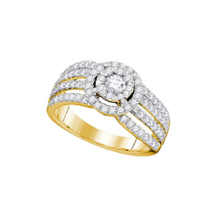 14kt Yellow Gold Womens Round Diamond Solitaire Halo Strand Bridal Wedding Engagement Ring 1.00 Cttw