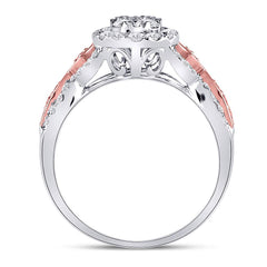 14kt Two-tone Gold Womens Diamond Teardrop Cluster Bridal Wedding Engagement Ring 1.00 Cttw
