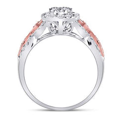 14kt Two-tone Gold Womens Diamond Teardrop Cluster Bridal Wedding Engagement Ring 1.00 Cttw