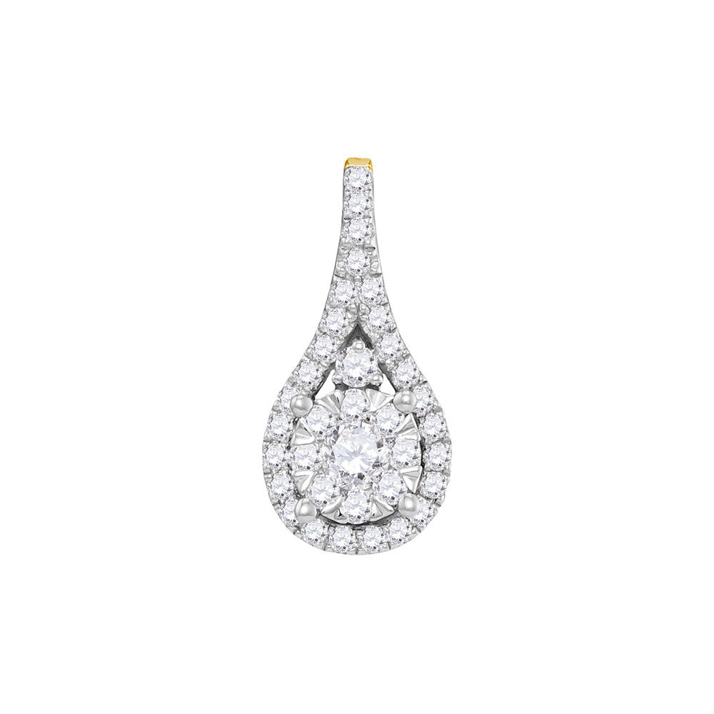 14kt Yellow Gold Womens Round Diamond Cluster Pendant 5/8 Cttw