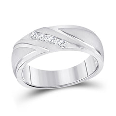 10K White Gold Mens Round Channel-Set Diamond Wedding Anniversary Band Ring 1/4 CTW 8.31 Gram