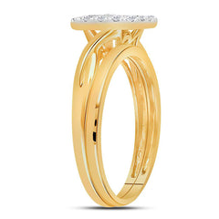 10kt Yellow Gold Womens Round Diamond Bridal Wedding Engagement Ring Band Set 1/3 Cttw