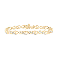 10kt Yellow Gold Womens Round Diamond Infinity Bracelet 1/4 Cttw