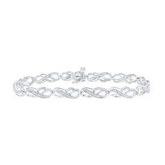 10kt White Gold Womens Round Diamond Infinity Bracelet 1/4 Cttw