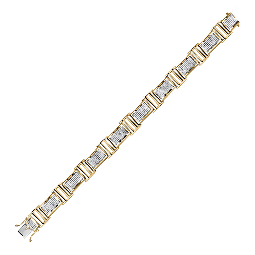 10kt Yellow Gold Mens Round Diamond Link Bracelet 2.00 Cttw