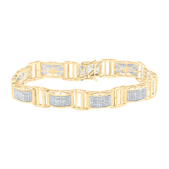 10kt Yellow Gold Mens Round Diamond Link Bracelet 2.00 Cttw