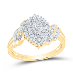 10kt Yellow Gold Womens Round Diamond Cluster Ring 1/4 Cttw