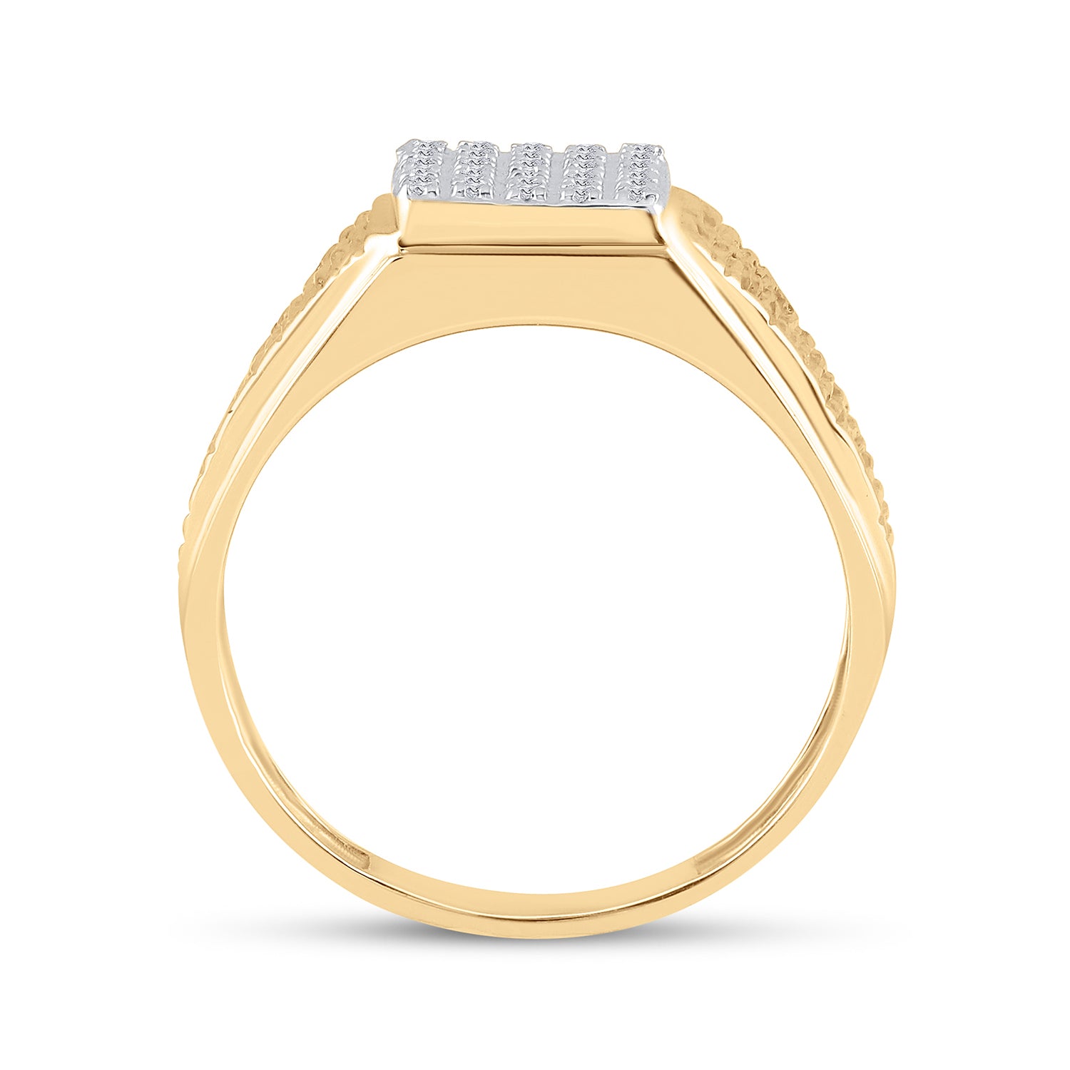 10kt Yellow Gold Mens Round Diamond Square Cluster Brushed Ring 1/8 Cttw