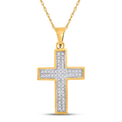 10kt Yellow Gold Womens Round Diamond Cross Pendant 1/6 Cttw