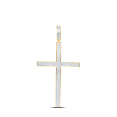10K Yellow Gold Mens Round Natural Diamond Roman Cross Large Charm Pendant 2.00 CTW 16.86 Gram